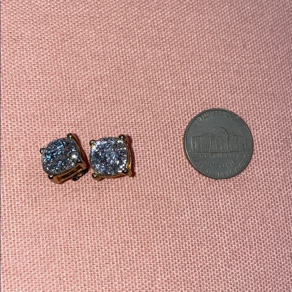 Silver Sparkle Stud Earrings - Picture 2 of 3